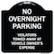 Signmission Designer Series-No Overnight Parking, Black & White Heavy-Gauge Aluminum, 18" x 18", BW-1818-9967 A-DES-BW-1818-9967 - alternate 1